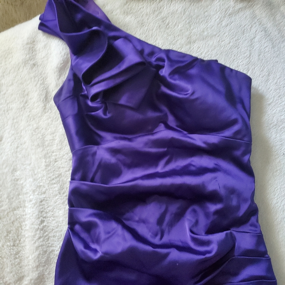 Purple Cache One Shoulder Ruffle Dress - Picture 4 of 7
